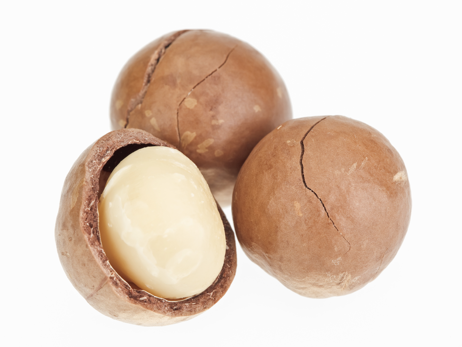 Shelled and unshelled macadamia nuts
