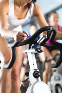 Young People Spinning in the fitness gym